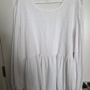 Terra & Sky Smocked White Blouse